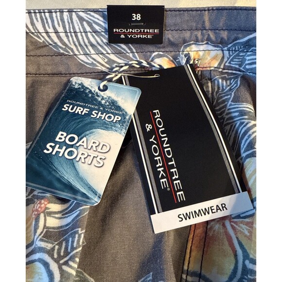 Roundtree & Yorke Men’s Board Shorts, Gray Floral Stretch, Size 38, NWT - Picture 3 of 5